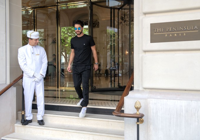 Darren Criss Exiting The Peninsula Paris during Men`s Fashion Week