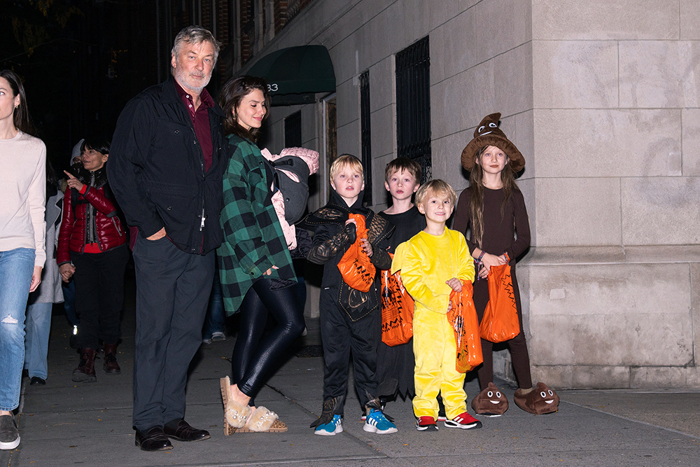 Alec Baldwin And Hilaria Baldwin Take Their Family Trick Or Treating In NYC