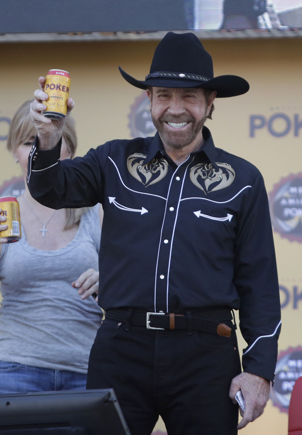 Chuck Norris
Chuck Norris attends event of beer company in Cartagena de Indias, Colombia - 27 Feb 2018
US actor Chuck Norris attends an event of a Colombian beer brand in Cartagena de Indias, Colombia, 27 February 2018.