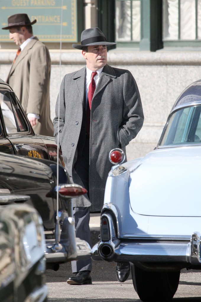 Jon Hamm looks like Don Draper filming his new movie