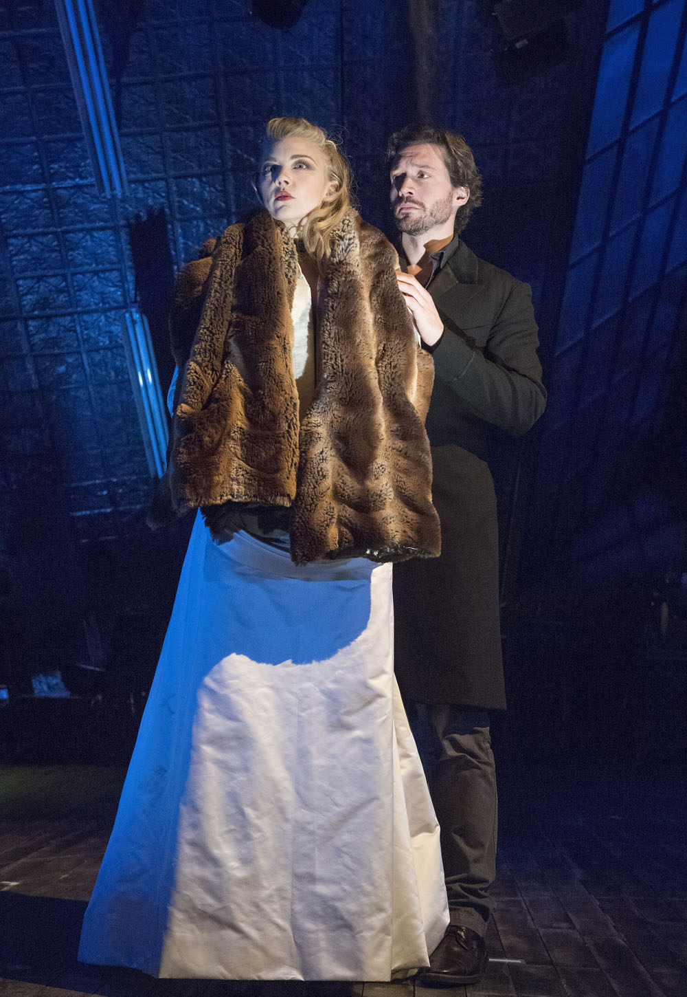 Editorial use only
Mandatory Credit: Photo by Alastair Muir/Shutterstock (9135587a)
Natalie Dormer as Vanda Jordan, David Oakes as Thomas Novachek
'Venus in Fur' Play performed at the Theatre Royal, Haymarket, London, UK, 13 Oct 2017