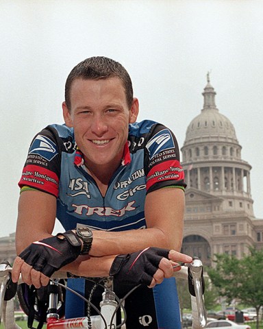 Lance Armstrong Cycling champion Lance Armstrong is shown before a training ride in Austin, Texas, on . A year after being diagnosed with testicular cancer, Armstrong, 26, will be riding in a criterium in downtown Austin Friday night and a charity ride on Saturday. The events are to benefit the Lance Armstrong Foundation, a non-profit volunteer organization to aid cancer research. The State Capitol Building is in background
LANCE ARMSTRONG, AUSTIN, USA