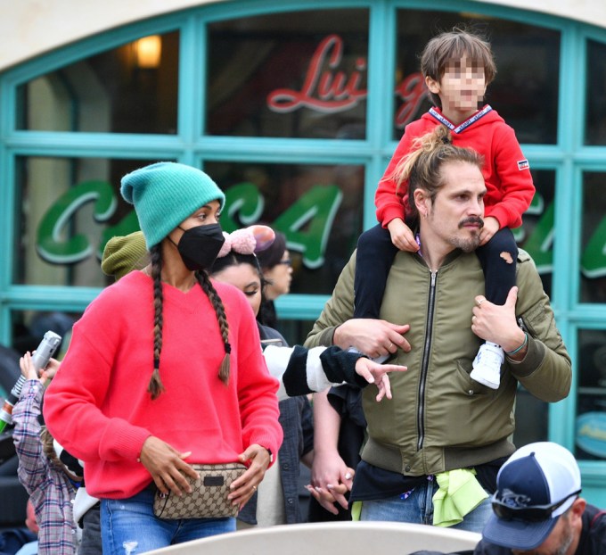 Zoe Saldana and Marco Perego Saldana with their kids