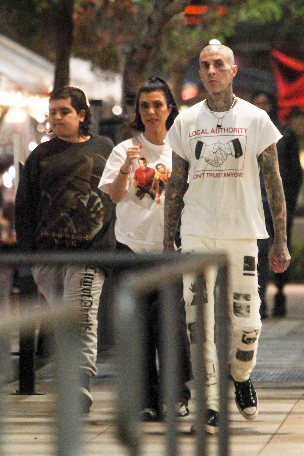 *EXCLUSIVE* Kourtney Kardashian and Travis Barker have dinner with Mason at Katsu-ya in LA