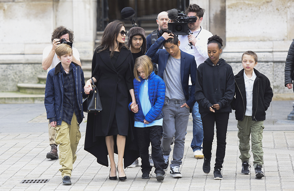 Angelina Jolie and her children leave the Louvre