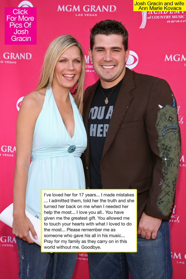 Josh Gracin Suicide Note