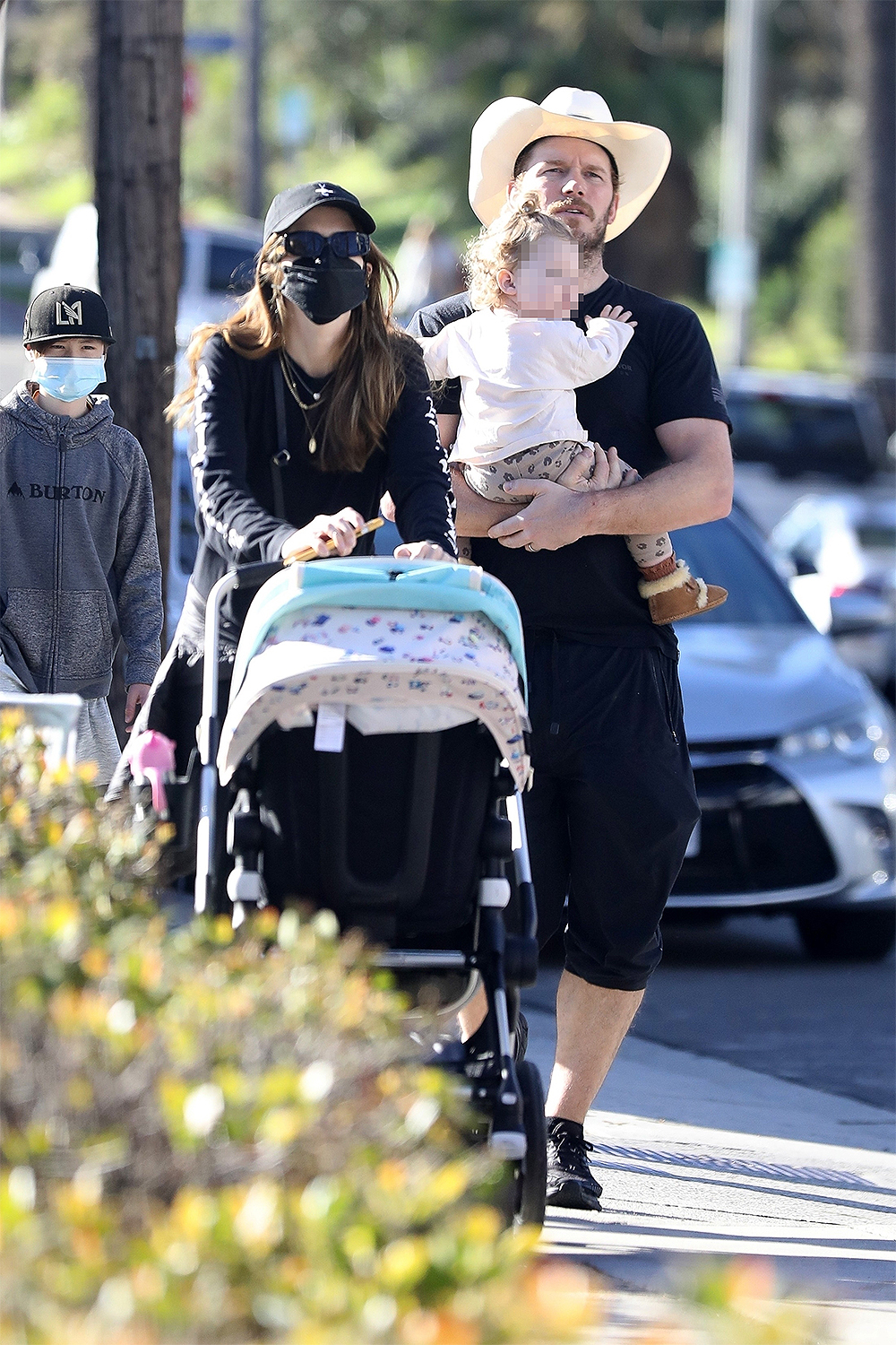 *EXCLUSIVE* Cowboy Chris Pratt Takes a Sunday Morning Family Walk