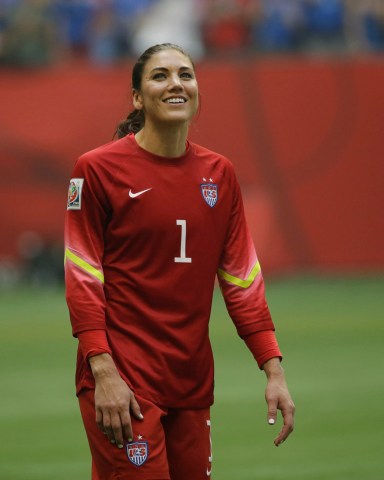 Hope Solo United States goalkeeper Hope Solo looks toward the crowd after the U.S. beat Japan 5-2 in the FIFA Women's World Cup soccer championship in Vancouver, British Columbia, Canada
WWCup Japan US Soccer, Vancouver, Canada