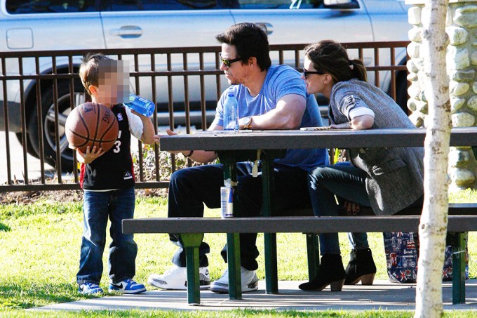 Mark Wahlberg Enjoys a Day At The Park With His Wife And Son