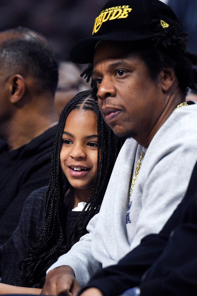 Jay-Z & Blue Ivy at an NBA Game