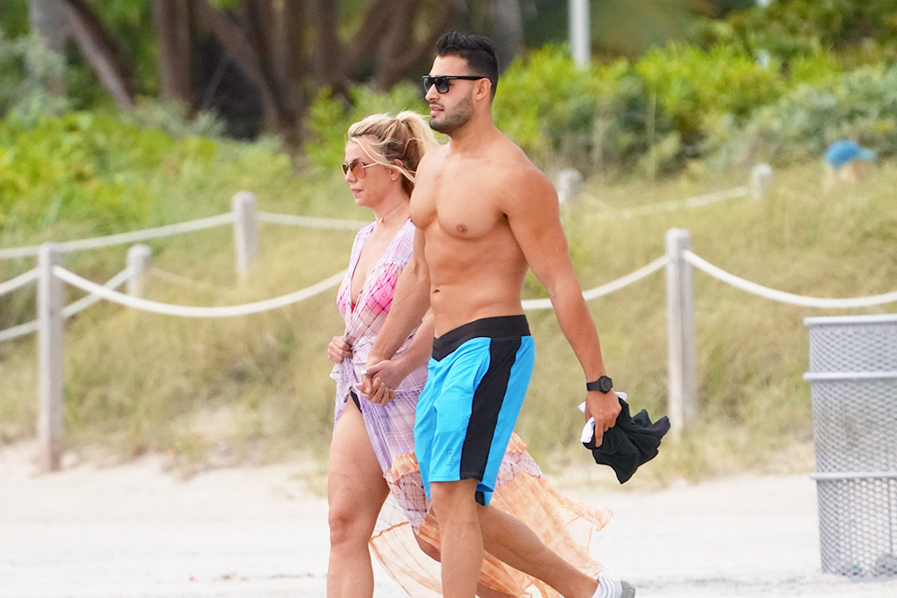 Britney Spears And Sam Asghari At The Beach In Miami