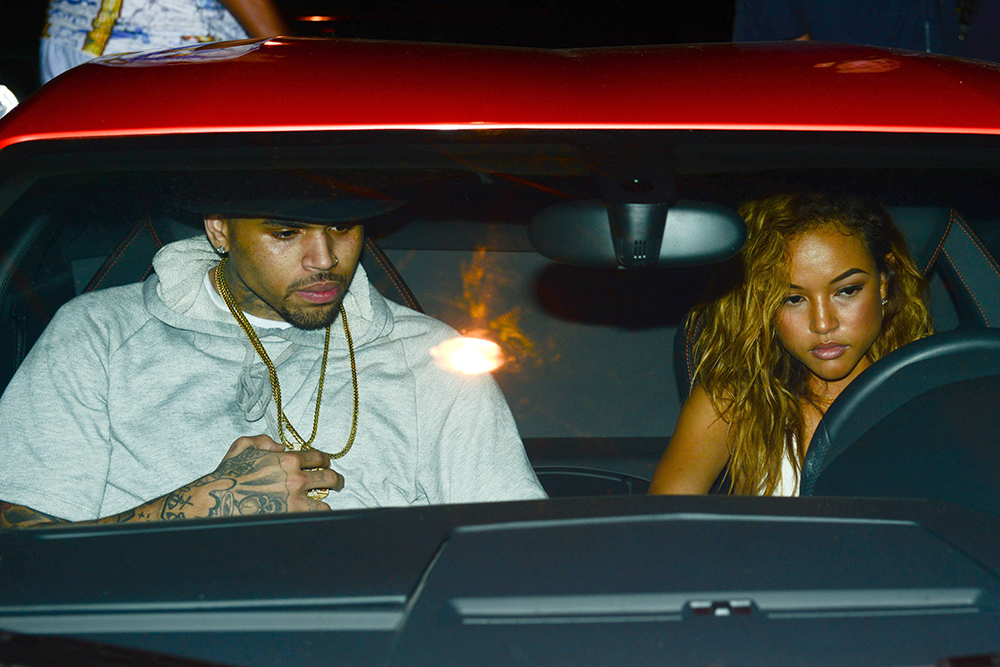 Chris Brown and girlfriend Karrueche Tran partying in Hollywood, Los Angeles, America - 21 Jun 2014