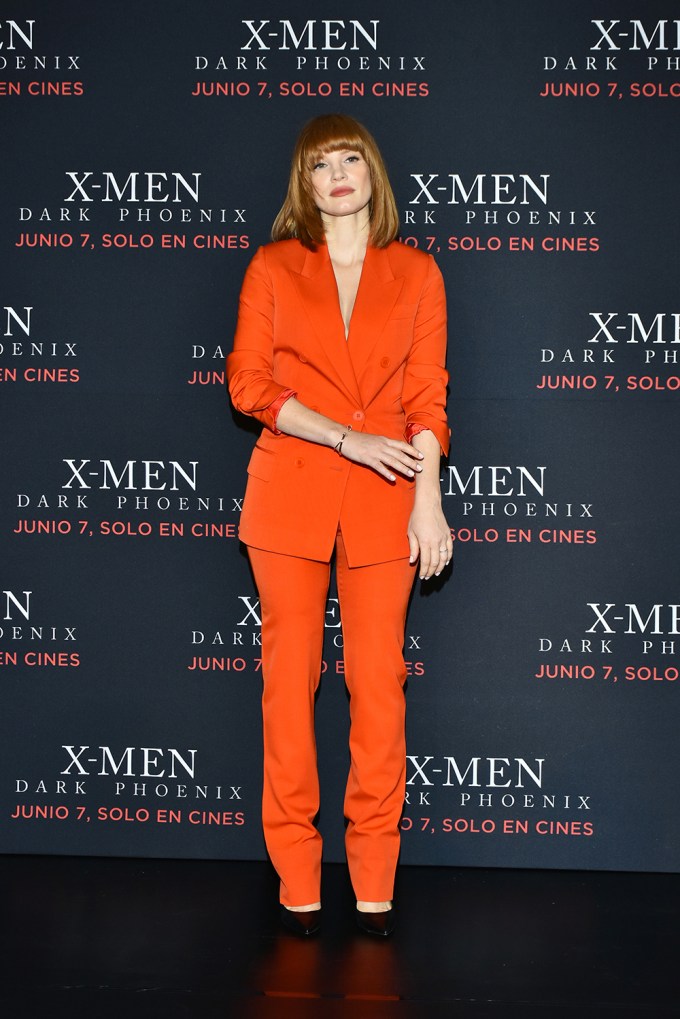 Jessica Stuns In Orange For ‘X-Men: Dark Phoenix’