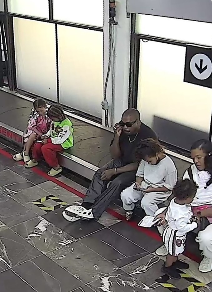 Kanye West with his kids