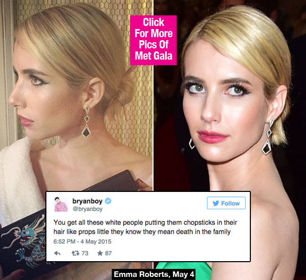 Emma Roberts Wears Chopsticks At Met Gala