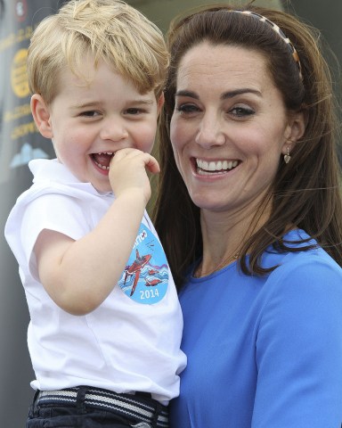 Catherine Duchess of Cambridge and Prince George during a visit to the International Air Tattoo at RAF Fairford in Gloucestershire where Prince George was introduced to the Red Arrows.
Royal International Air Tattoo, Fairford, UK - 08 Jul 2016