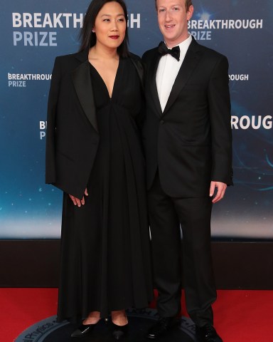 Priscilla Chan, Mark Zuckerberg
Breakthrough Prize Ceremony, Arrivals, Mountain View, USA - 03 Nov 2019