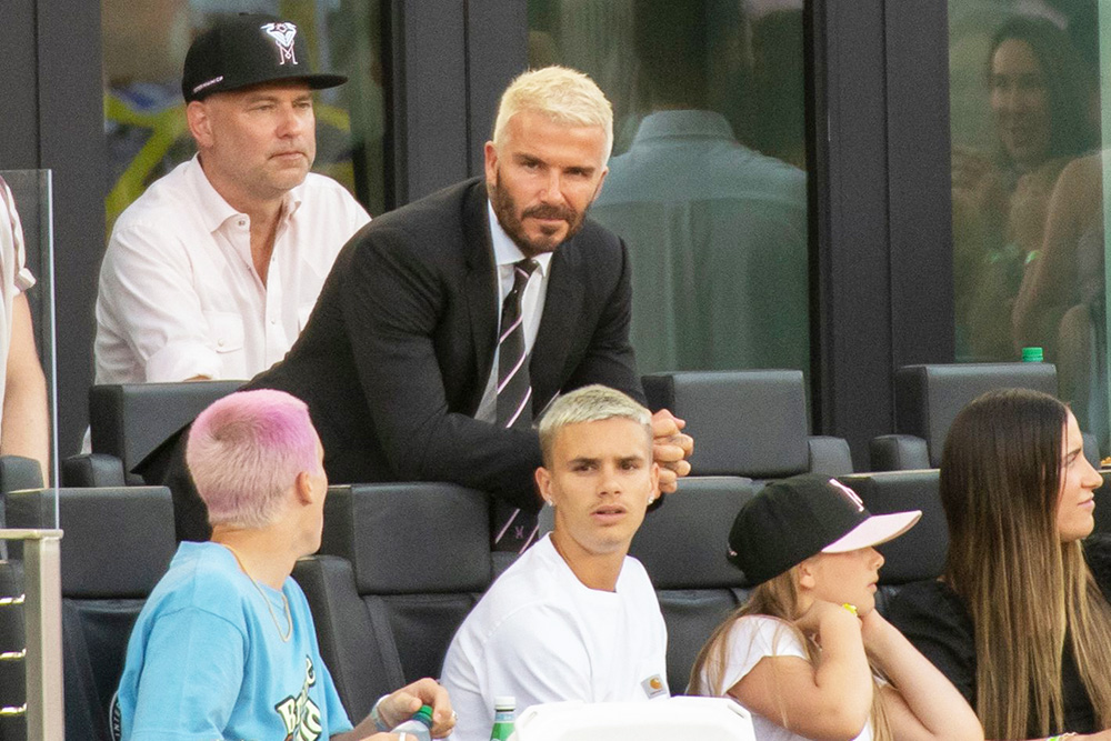 Mandatory Credit: William Nikon/London Entertainment/Shutterstock
Mandatory Credit: Photo by William Nikon/London Entertainment/Shutterstock (12231252l)
David Beckham with children Cruz Beckham, Romeo Beckham and Harper Beckham
David Beckham and family at Philadelphia Union v Inter Miami FC, Football, MLS soccer match, DRV PNK Stadium, Fort Lauderdale, Florida, USA - 25 Jul 2021