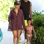 Singer Teyana Taylor spends a family beach day with husband Houston Rocket NBA player Iman Shumpert and daughter in Miami Beach, Florida. 02 Jul 2019 Pictured: Teyana Taylor; Iman Shumpert. Photo credit: MEGA TheMegaAgency.com +1 888 505 6342 (Mega Agency TagID: MEGA457883_001.jpg) [Photo via Mega Agency]