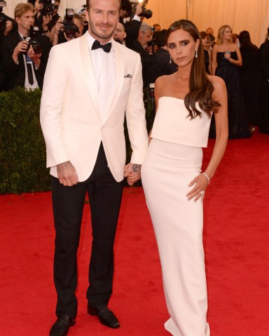 David Beckham and Victoria Beckham
Costume Institute Gala Benefit celebrating Charles James: Beyond Fashion, Metropolitan Museum of Art, New York, America - 05 May 2014