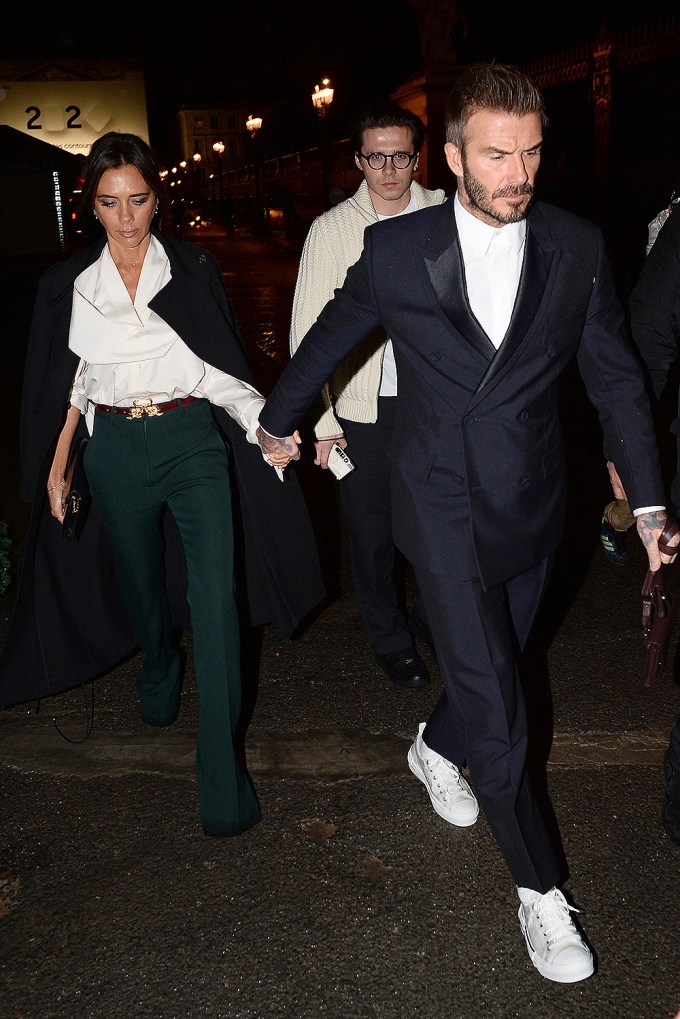 Victoria, David, & Brooklyn Beckham In Paris