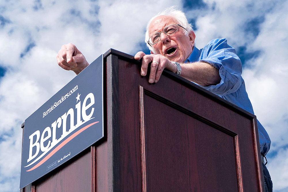 Democratic presidential candidate Sen. Bernie Sanders speaks during a campaign rally in Santa AnaBernie Sanders, US Presidential election campaigning, Santa Ana, USA - 21 Feb 2020