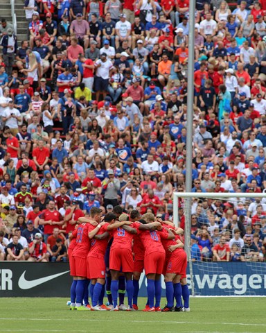 USMNT players huddle prior to the start of an international friendly soccer game between the US Men's National Team and the Venezuela National Football Team at Nippert Stadium in Cincinnati, Ohio
Soccer Venezuela vs USMNT, Cincinnati, USA - 09 Jun 2019