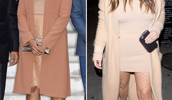 michelle obama kim kardashian same nude outfit