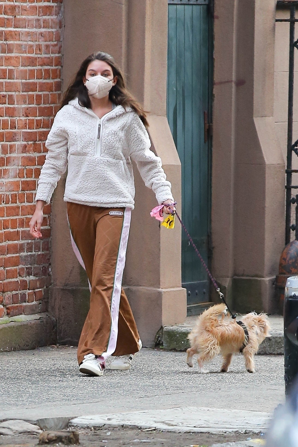 *EXCLUSIVE* Suri Cruise seen taking a stroll with her puppy in NYC