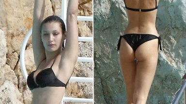 bella hadid black bikini