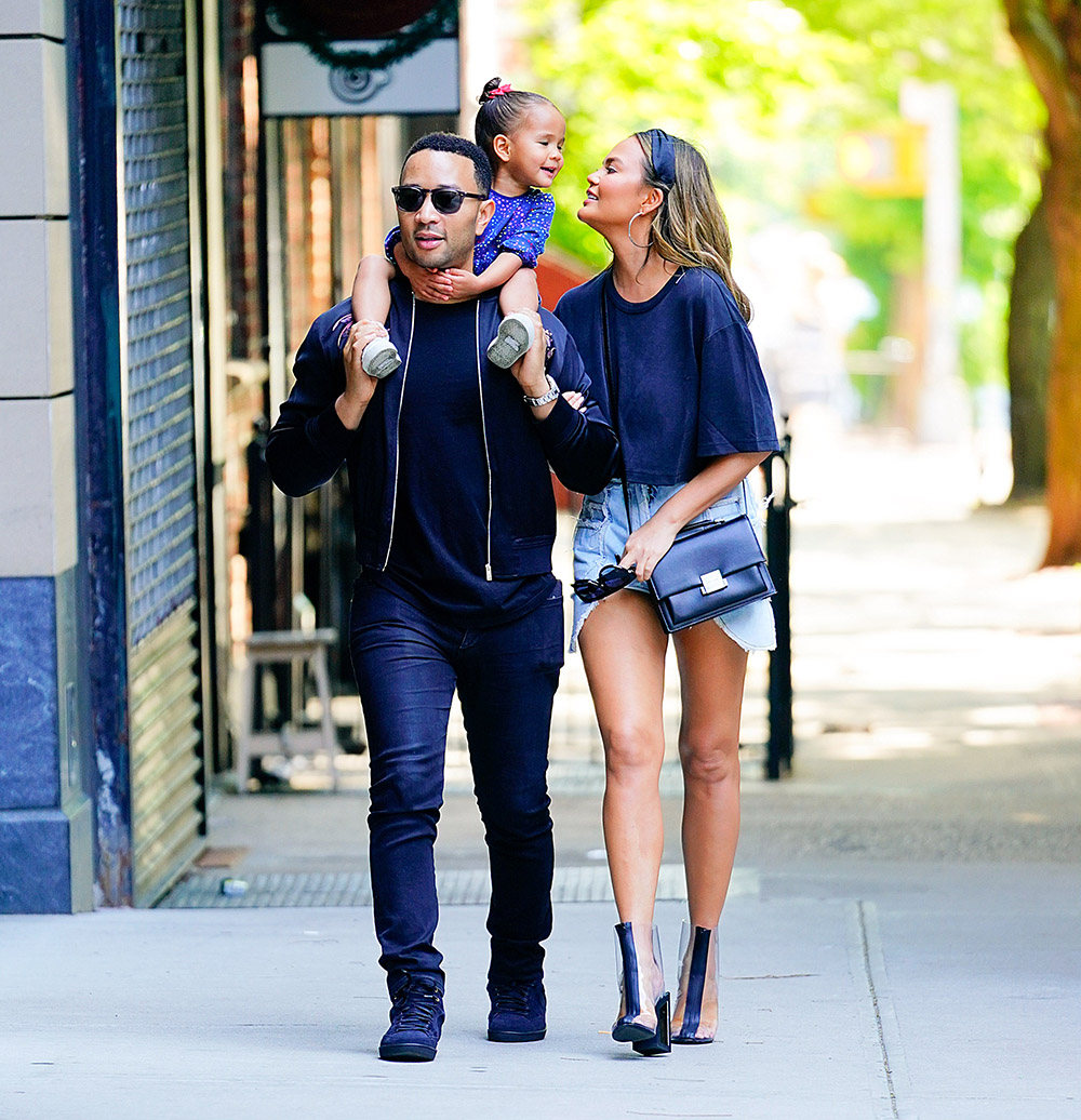 Chrissy Teigen And John Legend Take Baby Luna On A Nice Spring Stroll In Soho, NYC