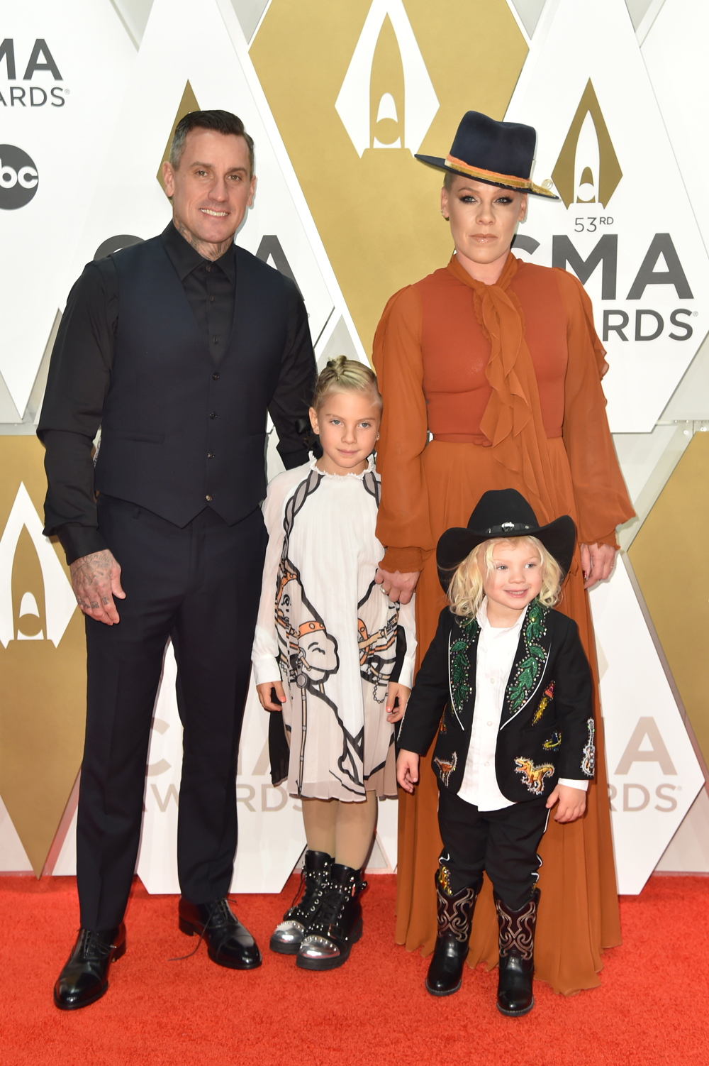 Carey Hart, Pink, Willow Sage Hart and Jameson Moon Hart
53rd Annual CMA Awards, Arrivals, Bridgestone Arena, Nashville, USA - 13 Nov 2019