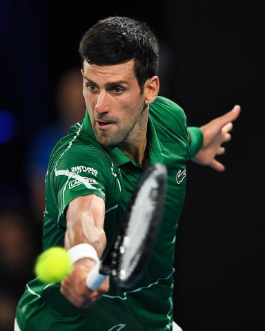 Editorial Use Only
Mandatory Credit: Photo by James Gourley/BPI/Shutterstock (10542219hc)
Novak Djokovic in action during his Men's Singles Semi Final match
Australian Open Tennis, Day Eleven, Melbourne Park, Australia - 30 Jan 2020