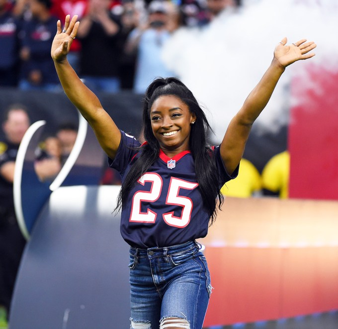 Simone Biles At The Houston Texans Football Game