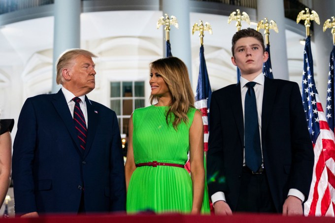 Barron Trump, Donald Trump & Melania Trump At White House