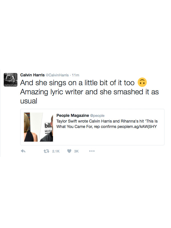 Calvin Harris Disses Taylor Swift Twitter