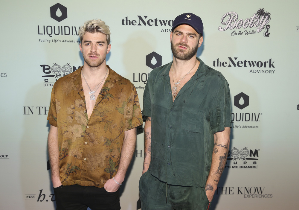 The Chainsmokers, left Andrew Taggart and Alexander Pall attend the Bootsy On the Water at the Miami Seaquarium on Friday, Jan. 31,2020, in Miami, FL. (Photo by Donald Traill/Invision/AP)