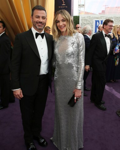 Jimmy Kimmel, Molly McNearney. Jimmy Kimmel and Molly McNearney arrive at the 71st Primetime Emmy Awards, at the Microsoft Theater in Los Angeles
FIJI Water at the 71st Primetime Emmy Awards, Los Angeles, USA - 22 Sep 2019