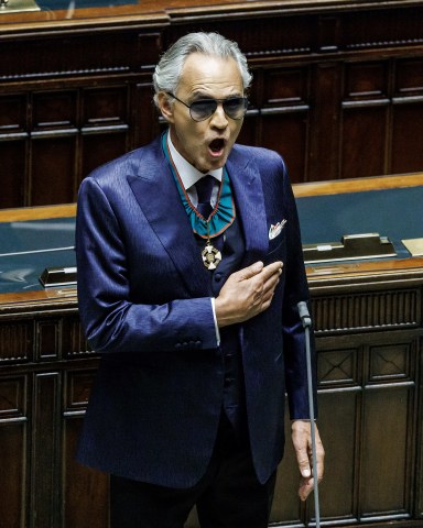 Rome (Italy) Politica Chamber of Deputies - Ceremony for the 75th anniversary of the Constitution In the pic Andrea Bocelli
Chamber of Deputies - Ceremony for the 75th Anniversary of the Constitution, Rome, Italy - 19 Sep 2023