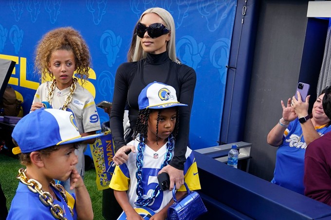 Kim Kardashian and Saint West at the LA Rams game