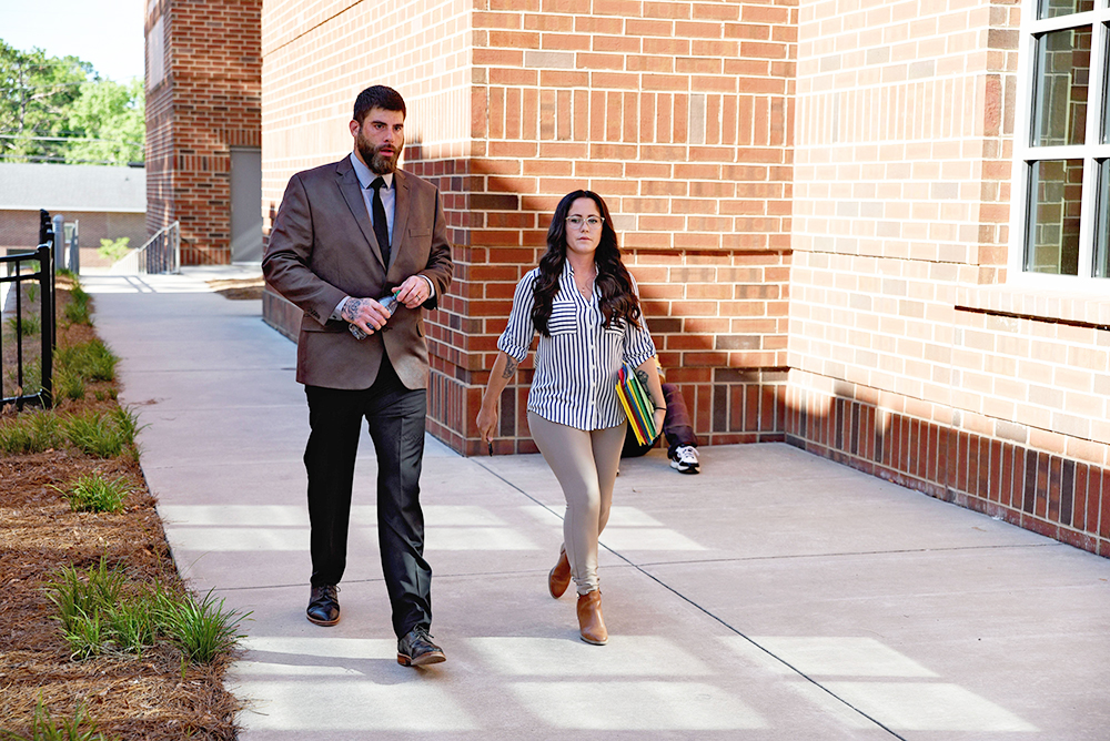 Jenelle Evans and David Eason arrive at court