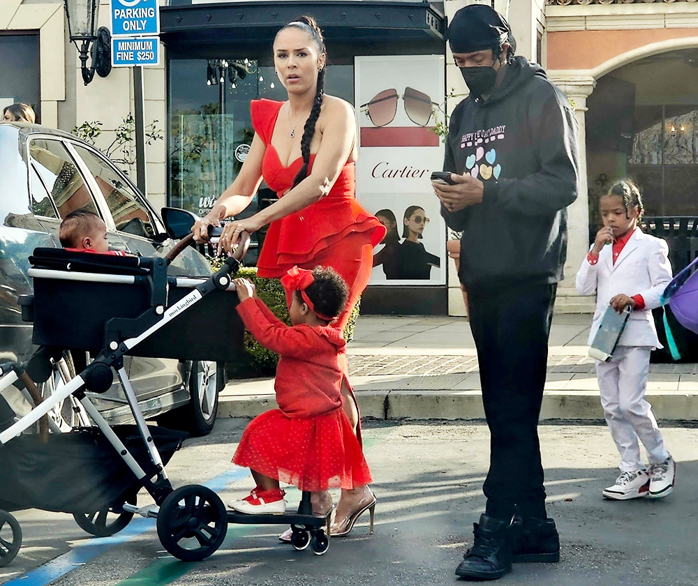 *EXCLUSIVE* Nick Cannon steps out with baby momma Brie Tiesi and a gaggle of cuteness on Valentine's Day