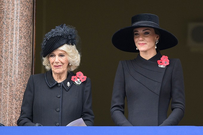 Camilla, Queen of Consort, & Kate Middleton during Remembrance Day