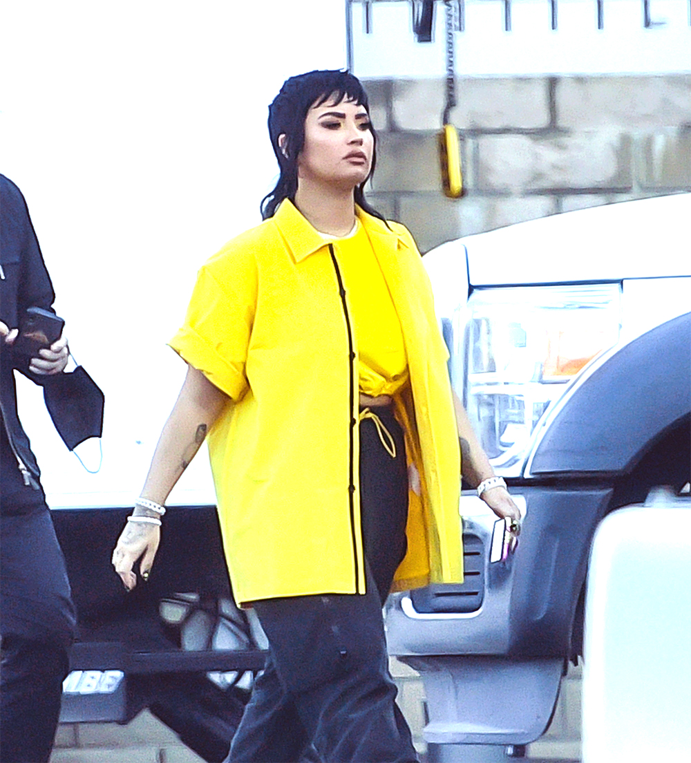 EXCLUSIVE: Demi Lovato Sports A Funky Mullet While on the set of a music video with Rapper G-Eazy in Los Angeles, CA