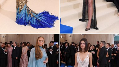 blake lively gown with feather train kendall jenner sheer gown met gala jennifer lopez blue cape gown met gala