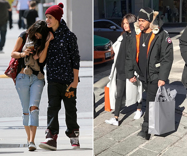 Selena Gomez With Justin Bieber and Selena Gomez With The Weeknd