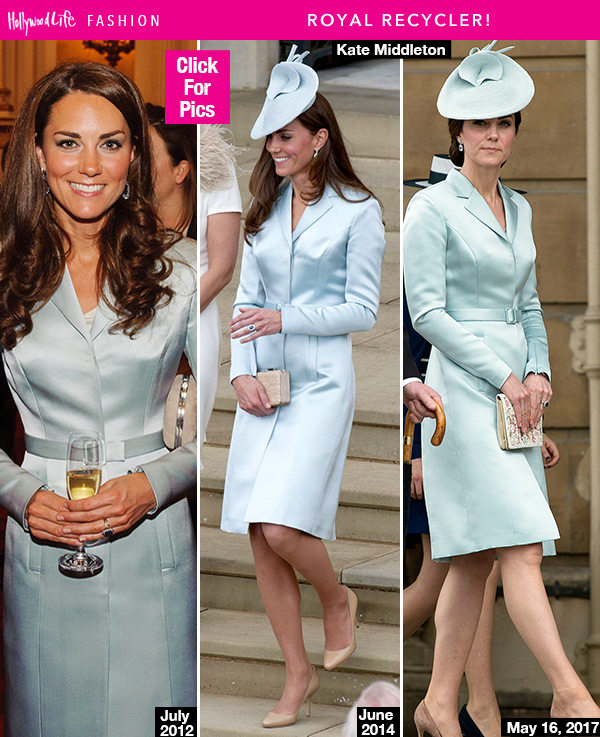 kate middleton blue coat dress outfit wears again