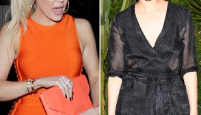 khloe kardashian orange dress blonde ponytail monica rose