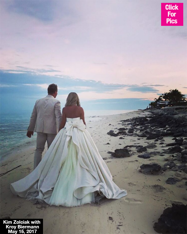 kim zolciak wedding dress Kroy Biermann holding hands beach instagram pic