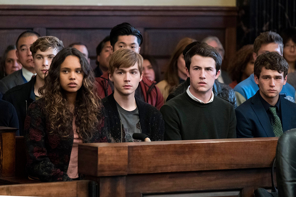 Editorial use only. No book cover usage.
Mandatory Credit: Photo by Davi/Shutterstock (9842403ao)
Alisha Boe as Jessica Davis, Miles Heizer as Alex Standall, Ross Butler as Zach Dempsey, Dylan Minnette as Clay Jensen, Brandon Flynn as J Foley
'13 Reasons Why' TV Show Season 2 - 2018